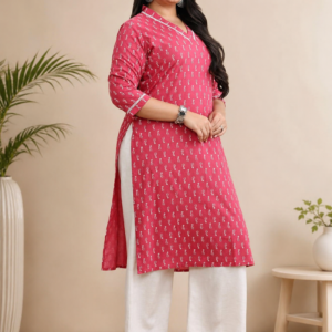 Women's Rayon Printed Straight Kurti With Pant Set